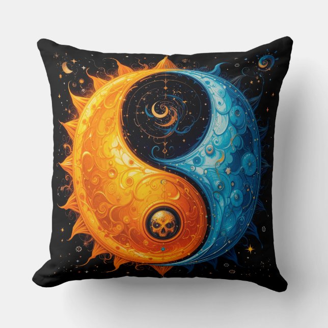Yin Yang Design Representing Sun and Moon Cushion (Front)