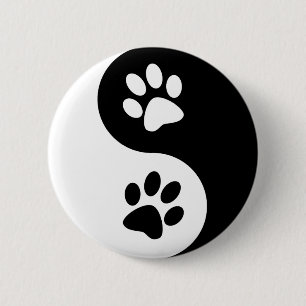Yin Yang Dog Paws 6 Cm Round Badge