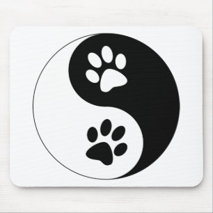Yin Yang Dog Paws Mouse Pad