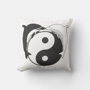 Yin Yang Dolphins Black/White Cushion