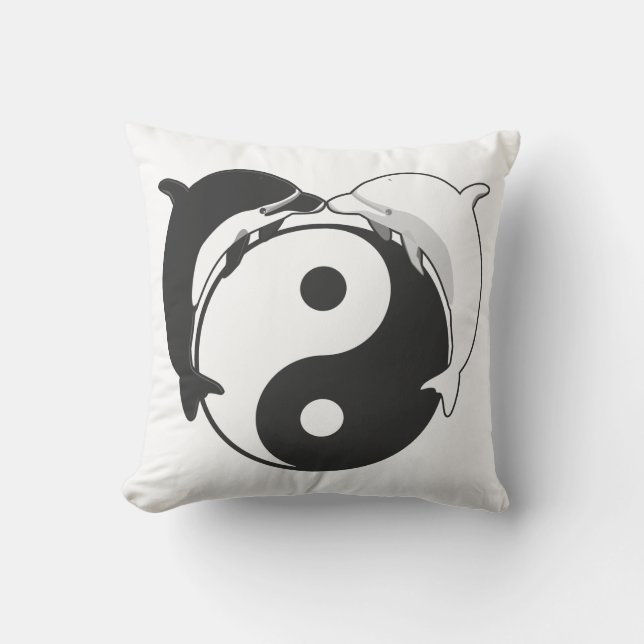 Yin Yang Dolphins Black/White Cushion (Front)