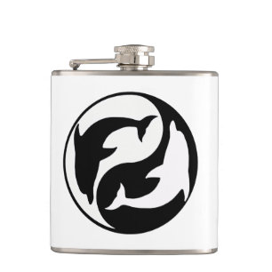Yin Yang Dolphins Flask