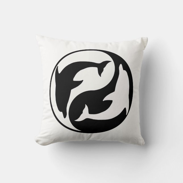 Yin Yang Dolphins Reversible Pillow (Front)