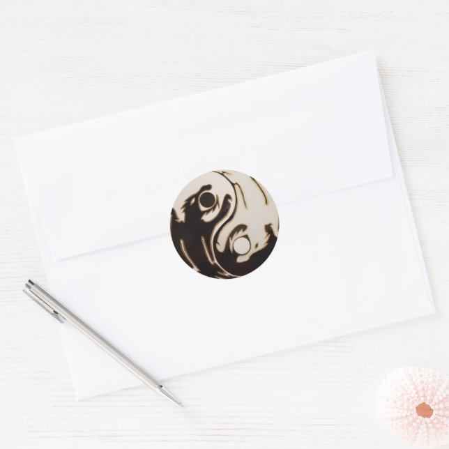 Yin yang Double Dragon Classic Round Sticker (Envelope)