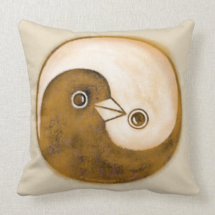 Yin yang doves, gold and buff a stunning cushion