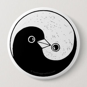 Yin Yang doves harmony badge