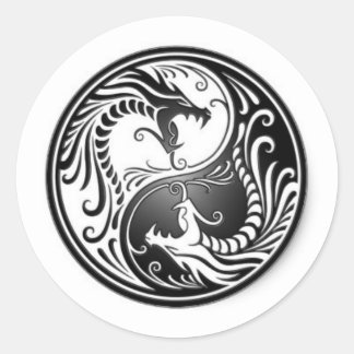 yin yang dragoes classic round sticker