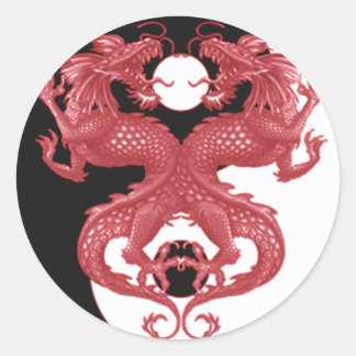 Yin Yang Dragon 3 Classic Round Sticker