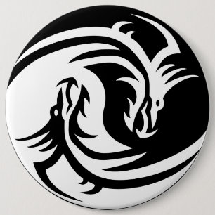 Yin Yang Dragon 6 Cm Round Badge