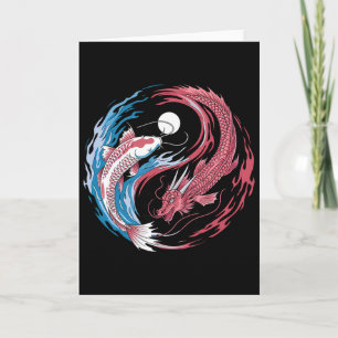 Yin Yang Dragon And Koi Fusion Funny Zen Yoga For  Card