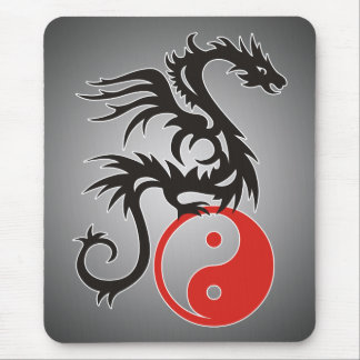 Yin & Yang Dragon | black fadeIN Mouse Pad