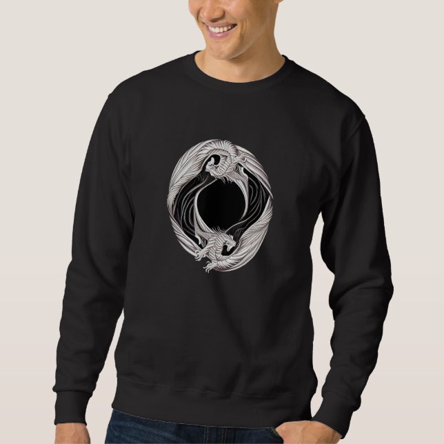 Yin Yang Dragon Japanese Dragons Asian Style Ying  Sweatshirt (Front)