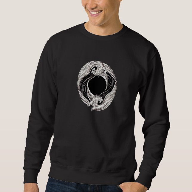 Yin Yang Dragon Japanese Dragons Asian Style Ying  Sweatshirt (Front)