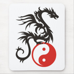 Yin & Yang Dragon Mouse Pad