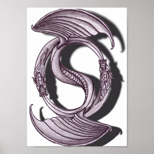 Yin Yang Dragon pencil Poster (Front)
