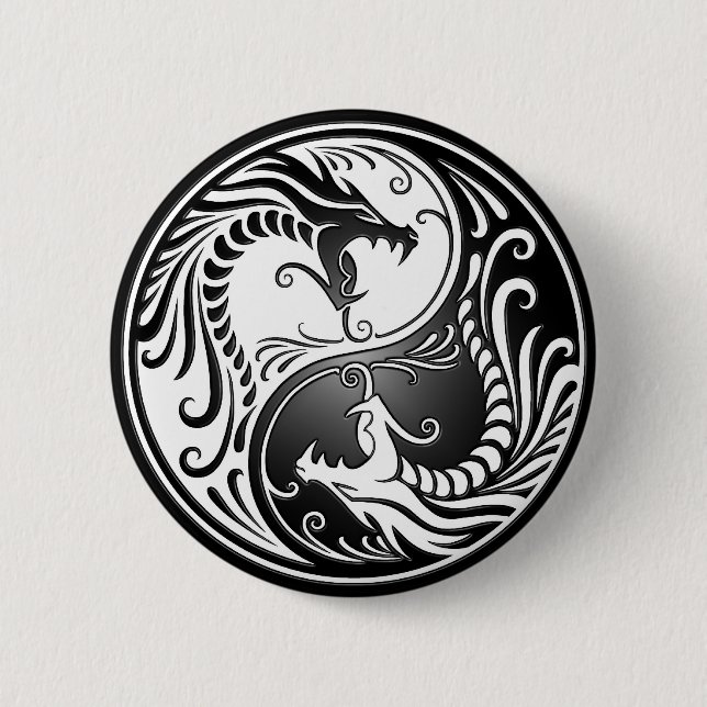 Yin Yang Dragons 6 Cm Round Badge (Front)