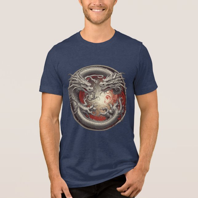 Yin Yang Dragons – Balance of Power and Spirit Tri-Blend Shirt (Front)