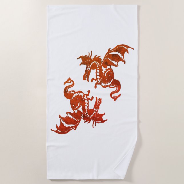Yin Yang Dragons Beach Towel (Front)