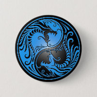 Yin Yang Dragons, blue and black