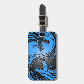 Yin Yang Dragons, blue and black Luggage Tag