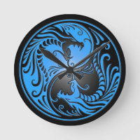Yin Yang Dragons, blue and black