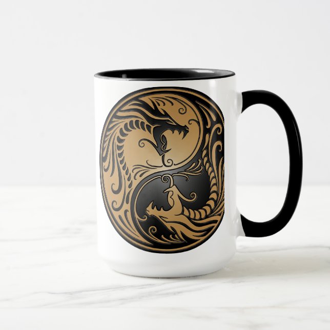 Yin Yang Dragons, brown and black Mug (Right)