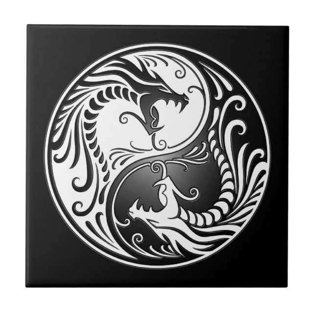 Yin Yang Dragons Ceramic Tile (Front)