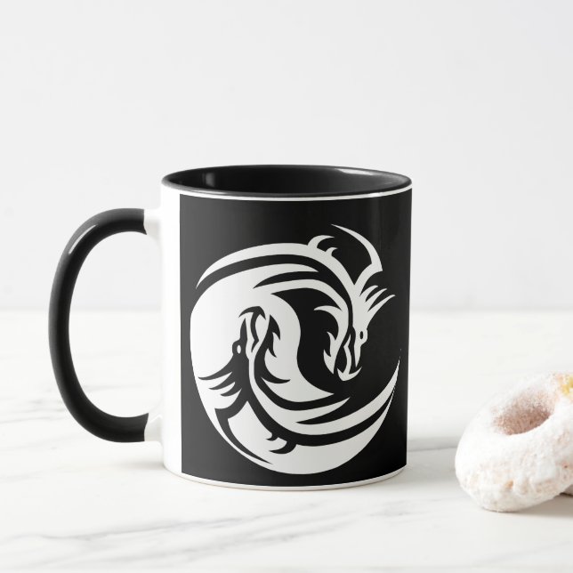yin yang dragons coffee cup (With Donut)