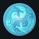 Yin Yang Dragons, light blue Magnet<br><div class="desc">This stunning yin yang design features two stylised tribal dragons. Intricate lines and swirls decorate both sides of this traditional symbol creating a beautiful pattern. The two dragons flow from the bottom of the teardrop and have their mouths wide open in an aggressive stance. This unique yin yang makes a...</div>