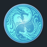 Yin Yang Dragons, light blue Magnet<br><div class="desc">This stunning yin yang design features two stylised tribal dragons. Intricate lines and swirls decorate both sides of this traditional symbol creating a beautiful pattern. The two dragons flow from the bottom of the teardrop and have their mouths wide open in an aggressive stance. This unique yin yang makes a...</div>