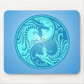 Yin Yang Dragons, light blue Mouse Pad