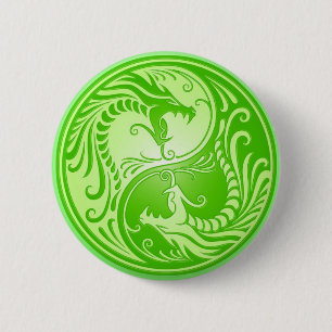 Yin Yang Dragons, light green 6 Cm Round Badge