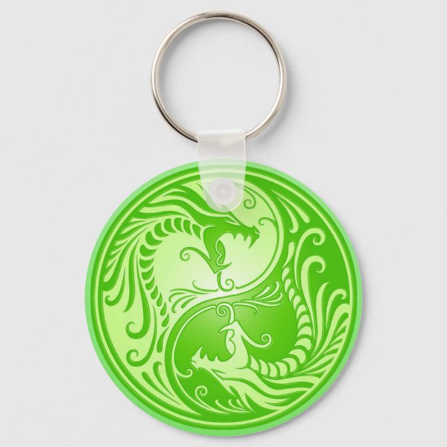 Yin Yang Dragons, light green Key Ring (Front)