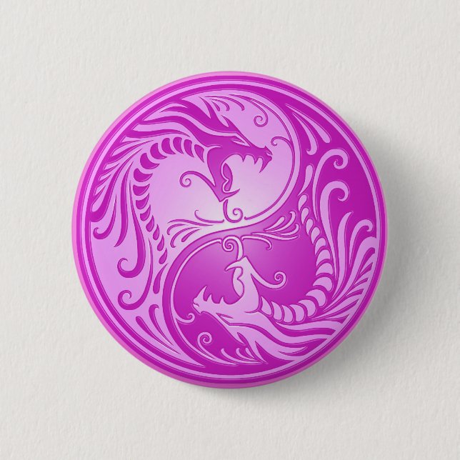 Yin Yang Dragons, light purple 6 Cm Round Badge (Front)