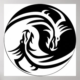 Yin Yang Dragons Poster