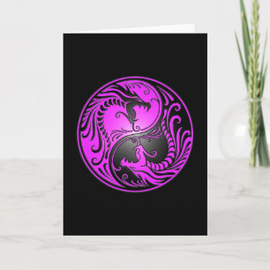 Yin Yang Dragons, purple and black Card