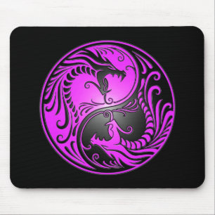 Yin Yang Dragons, purple and black Mouse Pad