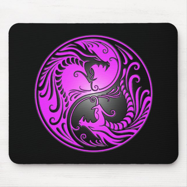 Yin Yang Dragons, purple and black Mouse Pad (Front)
