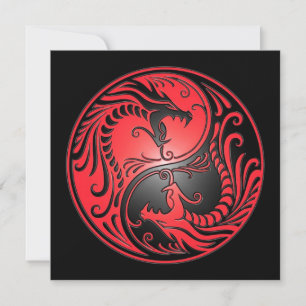 Yin Yang Dragons, red and black