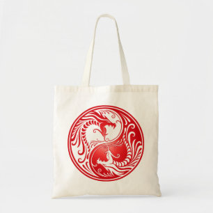 Yin Yang Dragons, red Tote Bag