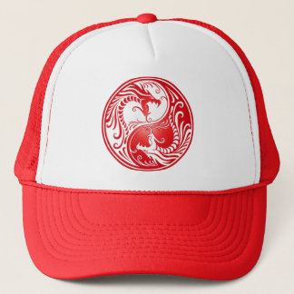 Yin Yang Dragons, red Trucker Hat