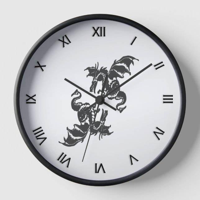Yin Yang Dragons Roman Numerals Clock (Front)