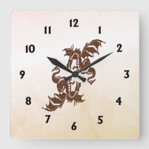 Yin Yang Dragons Square Wall Clock