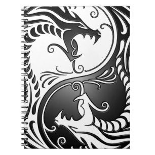 Yin Yang Dragons, white and black Notebook
