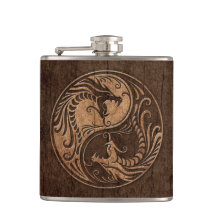 Yin Yang Dragons with Wood Grain Effect