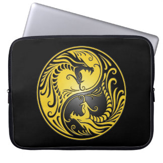 Yin Yang Dragons, yellow and black Laptop Sleeve