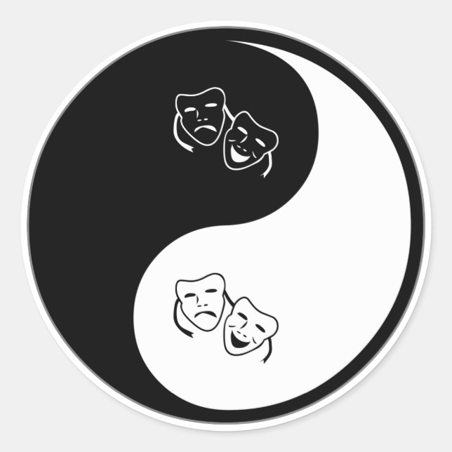 Yin Yang Drama Classic Round Sticker (Front)