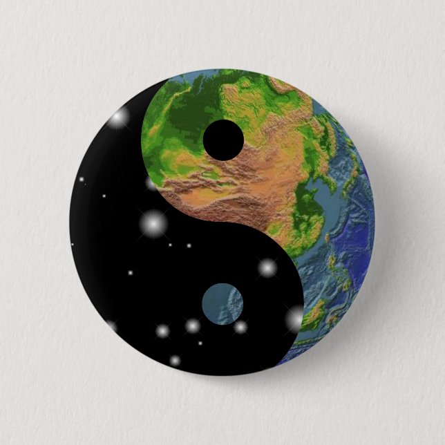 Yin Yang Earth 6 Cm Round Badge (Front)