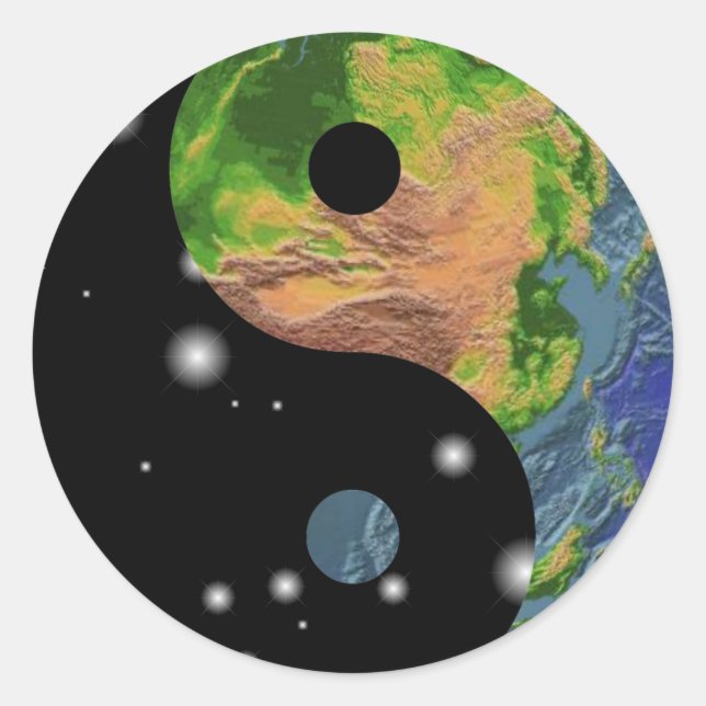 Yin Yang Earth Classic Round Sticker (Front)