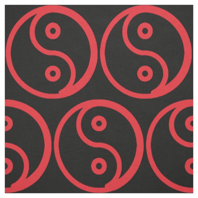 Yin Yang Fabric - Black, Red (Swatch)
